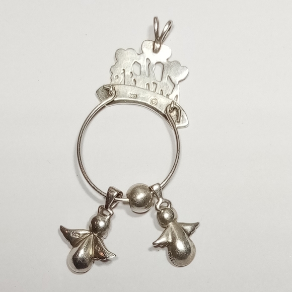 Sterling Silver 925 Lil Angels Charm Pendent With 2 Charms April July - Picture 3 of 7